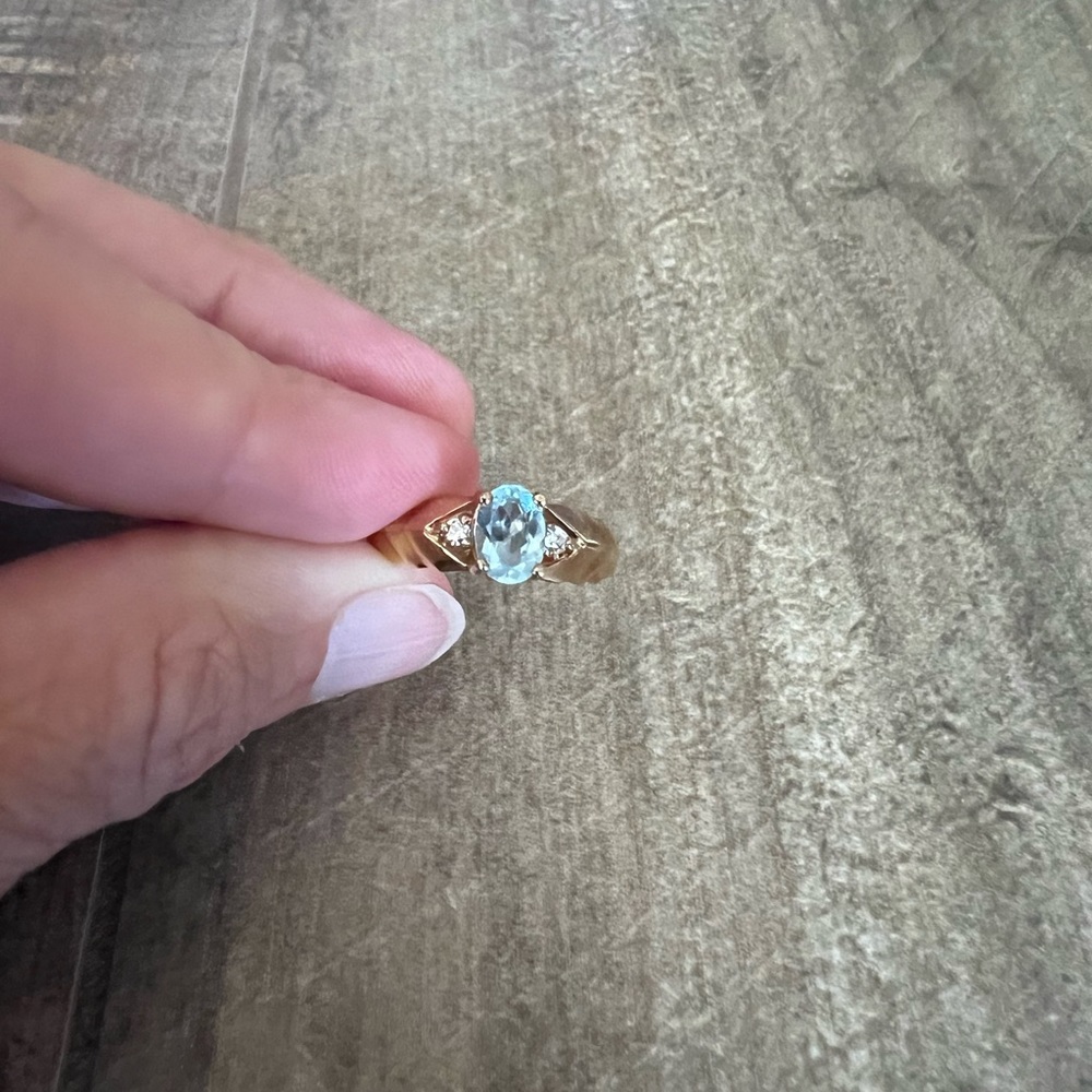 Blue Gemstone & Rhinestone Ring - Picture 3 of 4
